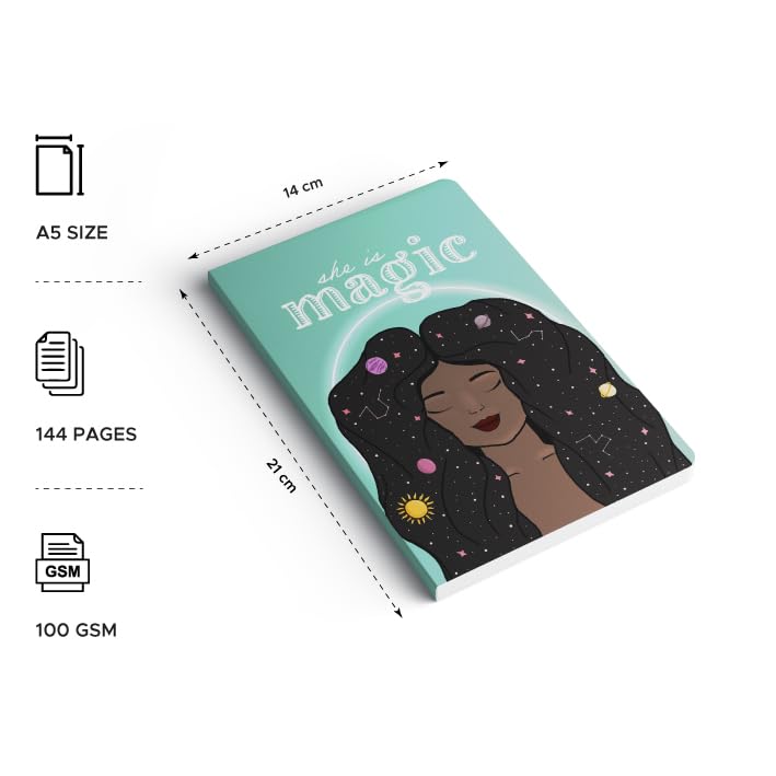 Factor Notes A5 Notebook She Is Magic - Plain, 90 GSM, 160 Pages Factor Notes